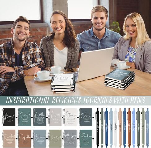 Kosiz 12 Sets Christian Spiral Notebooks Bulk Bible Study Prayer Journals with Bible Pens Aesthetic Small Notepad Pens Inspirational Gifts for Women Men Church Groups Families Office School Supplies in Saudi Arabia