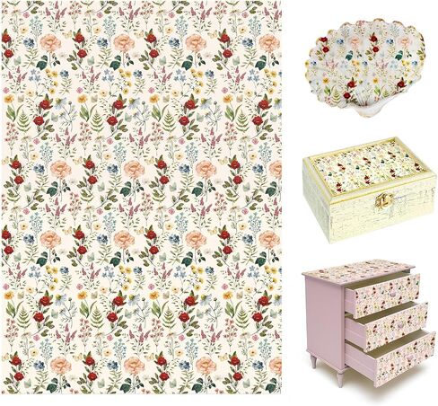 crtiin 10 أوراق ورقة decoupage كبيرة للأثاث 20 × 27.5 بوصات خمر زهري ورقة الأنسجة الأنسجة لتفكيك DIY الحرف اليدوية (الأزرق والأبيض الكوبية) in Kuwait