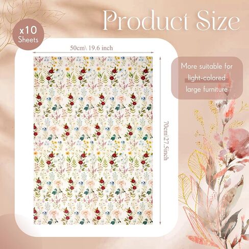 crtiin 10 أوراق ورقة decoupage كبيرة للأثاث 20 × 27.5 بوصات خمر زهري ورقة الأنسجة الأنسجة لتفكيك DIY الحرف اليدوية (الأزرق والأبيض الكوبية) in Kuwait