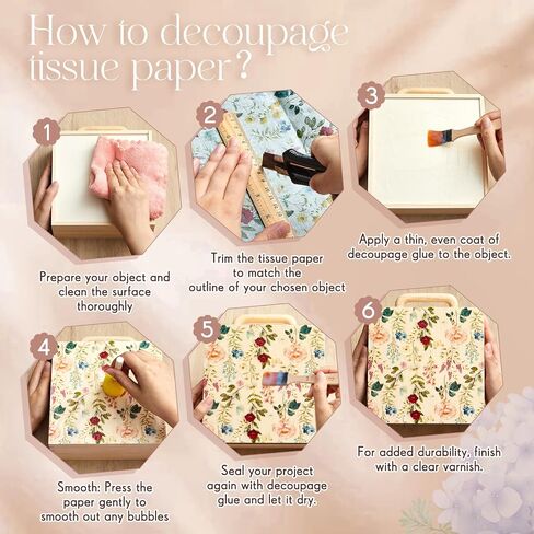 crtiin 10 أوراق ورقة decoupage كبيرة للأثاث 20 × 27.5 بوصات خمر زهري ورقة الأنسجة الأنسجة لتفكيك DIY الحرف اليدوية (الأزرق والأبيض الكوبية) in Kuwait