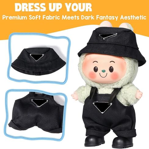 AICase for Labubu Clothes Designer/for Labubu Outfits,Clothes Set for 17cm Lububu Doll,2 Piece Set Hat Clothing for LA BUBU, Boys and Girls Stylish Adorable Dolls Clothes Accessories (No Doll)_1 in Saudi Arabia