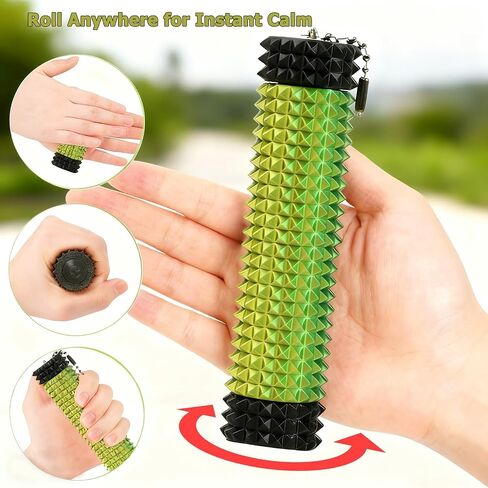 2 PCS Pain Pain Cypget ، spiky grippie محفز مفتاح القلق الحسي القلق الذي يختار الإجهاد الإجهاد المحفز على الأسطوانة مكتب هادئ استخدم الأداة (غطاء أسود اللون الأزرق والأخضر وغطاء أبيض باللون الأحمر) in Kuwait
