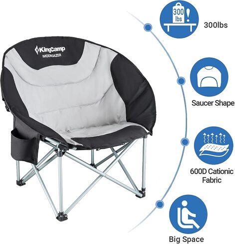 KingCamp Oversized Camping Chair for Adults 300LBS Capacity Camp Lawn Chair Folding Camp Chair with Cup Holder Storage Bag for Camp BBQ Outdoor Fishing 31 x 33 x 27 Inches Balck&Red Camping Chair in Saudi Arabia