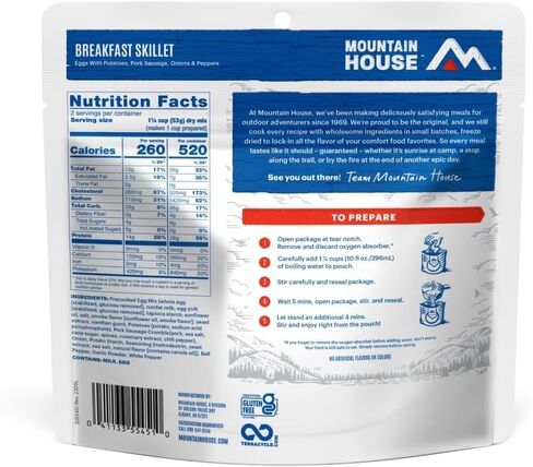 Mountain House Scrambled Eggs with Bacon | Freeze Dried Backpacking & Camping Food | Single Serving | Gluten-Free in Kuwait