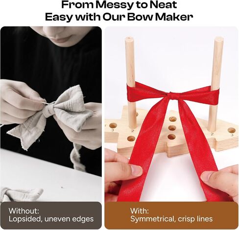 Karsspor Bow Making Tool for Wreaths, Wooden Ribbon Bows Maker for Creating Gift Bows, Corsages, Bow Making Supplies for Party Decoration, Various Crafts(Double-Sided) in Kuwait