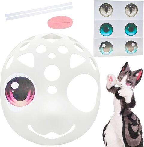 9x10 "فورزلي برأس قاعدة فروي القناع قاعدة النمط الياباني قناع فروي إكسسوارات إكسسوارات هدية لقناع عيد الميلاد هالوين مع 3.15" شبكة غبار كثيفة الطباعة in Kuwait