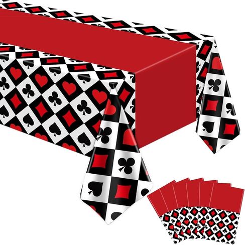 4 Pack Poker Tablecloth Casino Theme Party Tablecloth Las Vegas Table Cover Playing Card Casino Night Party Table Cloths Poker Theme Decor of 51X86IN in Saudi Arabia