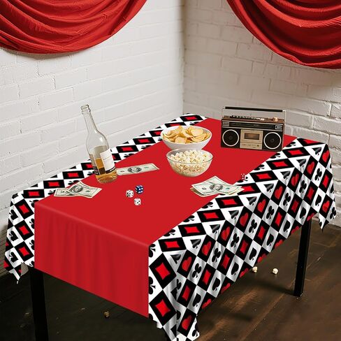 4 Pack Poker Tablecloth Casino Theme Party Tablecloth Las Vegas Table Cover Playing Card Casino Night Party Table Cloths Poker Theme Decor of 51X86IN in Saudi Arabia
