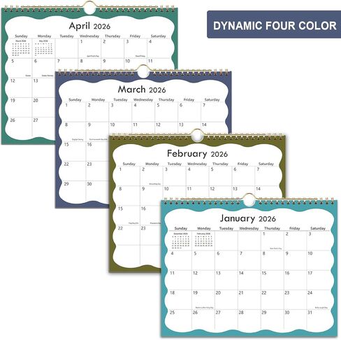 2026 Calendar - Wall Calendar 2026-2027 Runs from January 2026 Until June 2027, 8.5'' x 11'', 2026 Small Calendar with Spiral Binding, The Perfect Wall Calendar Planner for Easy Organizing, Black in Saudi Arabia