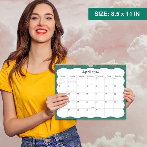 2026 Calendar - Wall Calendar 2026-2027 Runs from January 2026 Until June 2027, 8.5'' x 11'', 2026 Small Calendar with Spiral Binding, The Perfect Wall Calendar Planner for Easy Organizing, Black in Saudi Arabia