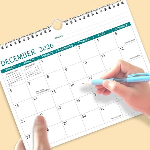 2026 التقويم - تقويم الحائط 2026-2027 يستمر من يناير 2026 حتى يونيو 2027 ، 8.5 '× 11' '، 2026 تقويم صغير مع ربط حلزوني ، مخطط تقويم الجدار المثالي للتنظيم السهل ، الأسود ، الأسود in Kuwait