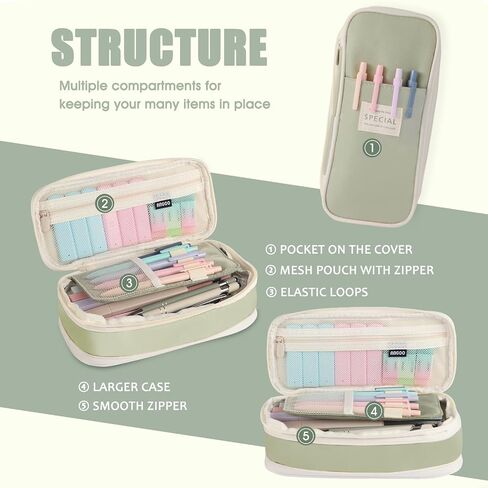 39PCS Aesthetic School Supplies with Cute Pencil Case, 5X Ballpoint Pens with Stylus Tip, 12X Pastel Highlighters, 6X Mechanical Pencil Set 0.5 & 0.7mm, Suit for Stationary College Essentials in Kuwait