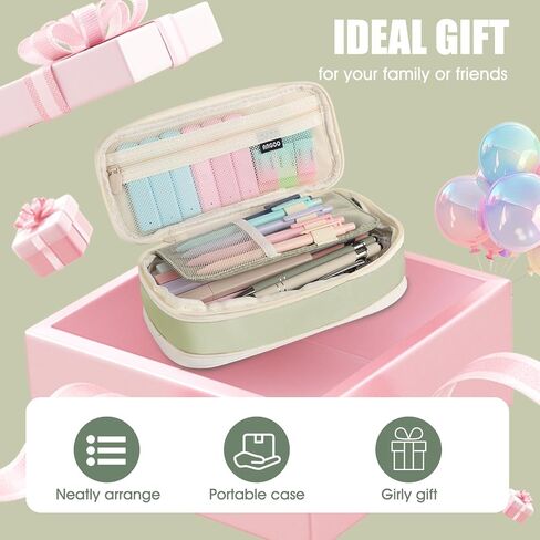 39PCS Aesthetic School Supplies with Cute Pencil Case, 5X Ballpoint Pens with Stylus Tip, 12X Pastel Highlighters, 6X Mechanical Pencil Set 0.5 & 0.7mm, Suit for Stationary College Essentials in Kuwait