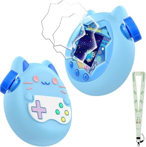 KONXISA For Tamagotchi Paradise Case Cover, Protective Case with Cute Lanyard, Soft Silicone Protective Cover with 2-Pack Screen Protector, Protective Shell with Dustproof and Shockproof, Pink in Kuwait