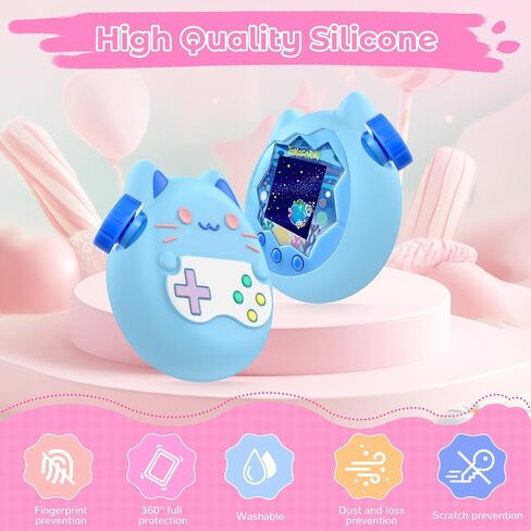 KONXISA For Tamagotchi Paradise Case Cover, Protective Case with Cute Lanyard, Soft Silicone Protective Cover with 2-Pack Screen Protector, Protective Shell with Dustproof and Shockproof, Pink in Kuwait