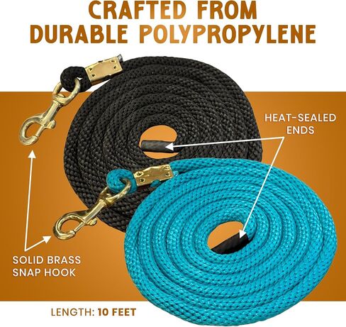 Prairie Horse Supply 10ft Poly Red مع رابط Snap Brass ، حبل الرصاص الأزرق ، الرصاص ، الرصاص البولي بروبيلين ، حبل شاق ، حبل ناعم ، حصان متدرب - مثالي لاستخدام الفروسية in Saudi Arabia