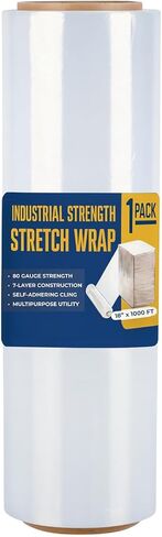 Industrial Stretch Film Wrap – 18" x 1000 FT x 80 Gauge, 4 Rolls Heavy Duty Pallet Wrap | Clear Plastic Moving Wrap for Packing, Shipping, Furniture & Luggage – Durable Self-Adhering Shrink Wrap Roll in Saudi Arabia