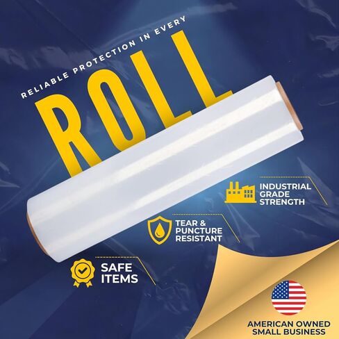 Industrial Stretch Film Wrap – 18" x 1000 FT x 80 Gauge, 4 Rolls Heavy Duty Pallet Wrap | Clear Plastic Moving Wrap for Packing, Shipping, Furniture & Luggage – Durable Self-Adhering Shrink Wrap Roll in Saudi Arabia