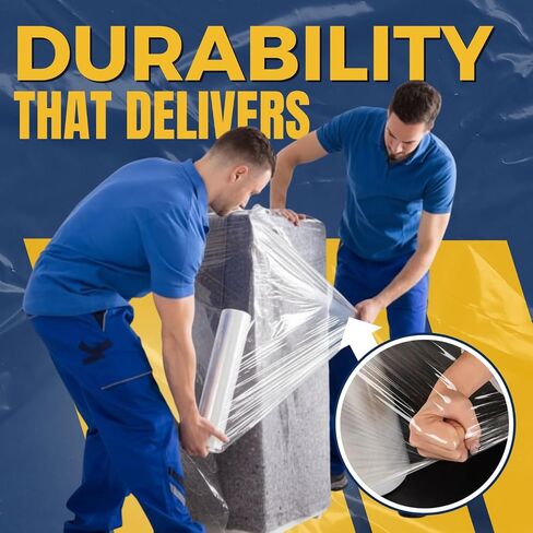 Industrial Stretch Film Wrap – 18" x 1000 FT x 80 Gauge, 4 Rolls Heavy Duty Pallet Wrap | Clear Plastic Moving Wrap for Packing, Shipping, Furniture & Luggage – Durable Self-Adhering Shrink Wrap Roll in Saudi Arabia