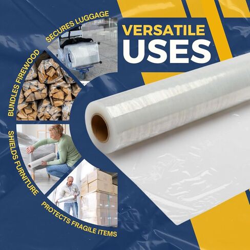Industrial Stretch Film Wrap – 18" x 1000 FT x 80 Gauge, 4 Rolls Heavy Duty Pallet Wrap | Clear Plastic Moving Wrap for Packing, Shipping, Furniture & Luggage – Durable Self-Adhering Shrink Wrap Roll in Saudi Arabia