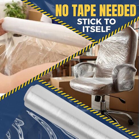 Industrial Stretch Film Wrap – 18" x 1000 FT x 80 Gauge, 4 Rolls Heavy Duty Pallet Wrap | Clear Plastic Moving Wrap for Packing, Shipping, Furniture & Luggage – Durable Self-Adhering Shrink Wrap Roll in Saudi Arabia