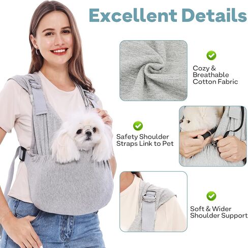 Supet Dog Carrier Sling for Small Dogs, Front Facing Cat Sling Carrier Chest, Hands Free Pet Sling Carrier, Adjustable Dog Front Carrier, Reducing Back Pain in Saudi Arabia