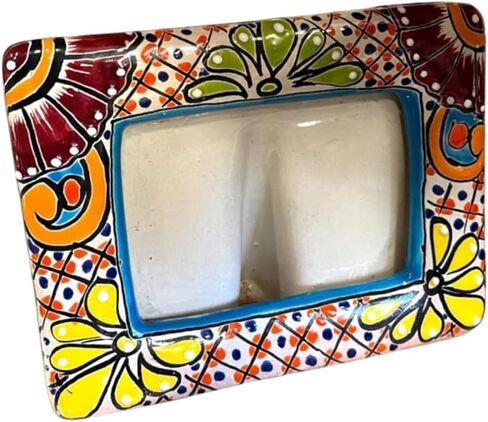 Mexican Talavera Picture Frame - 5x7 Colorful Hand-Painted Frame (fits 4.5" photos)- Unique Floral Design for Home Décor - Fits Photos Tall or Wide (Tall) in Kuwait