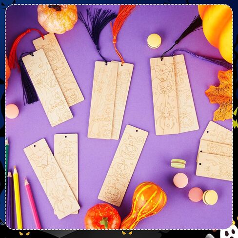 100 PCS Fall Wood Latclms Kit DIY Crafts Kit ، 50 مجموعة ملونة مرجعية فارغة مع شرابة لفن الفصل الدراسي يترك القرع للطلاب المعلمين المدارس مكافأة عيد الشكر in Saudi Arabia