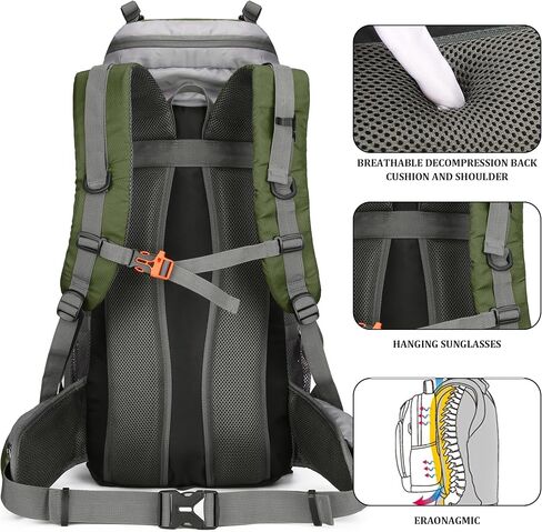 WintMing 75L Hiking Backpack with Rain Cover Waterproof Camping Backpack Shoes Warehouse for Men Women in Kuwait