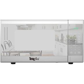 Total Chef Compact Countertop Microwave Oven, 700W, 0.7 Cubic Feet Capacity, Digital Touchscreen Controls, One-Touch Push-Button Opening, 6 Pre-Set Cooking Modes, Silver Stainless Steel in Saudi Arabia