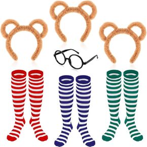 WILLBOND 7 Pcs Halloween Animal Costumes Set Includes Ears Headband Knee High Sock Frame Glasses for Cosplay Party Costumes in Kuwait