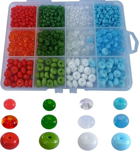 GOCELEN 825PCS ABACUS DISK DISK RONDELLE RONDELLE SPACER CLESS حبات من 4 أحجام للهدايا الحرفية DIY أساور قلادة صنع الإمدادات (اللون: شفاف/أزرق/أخضر) in Kuwait