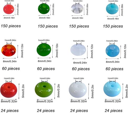 GOCELEN 825PCS ABACUS DISK DISK RONDELLE RONDELLE SPACER CLESS حبات من 4 أحجام للهدايا الحرفية DIY أساور قلادة صنع الإمدادات (اللون: شفاف/أزرق/أخضر) in Kuwait
