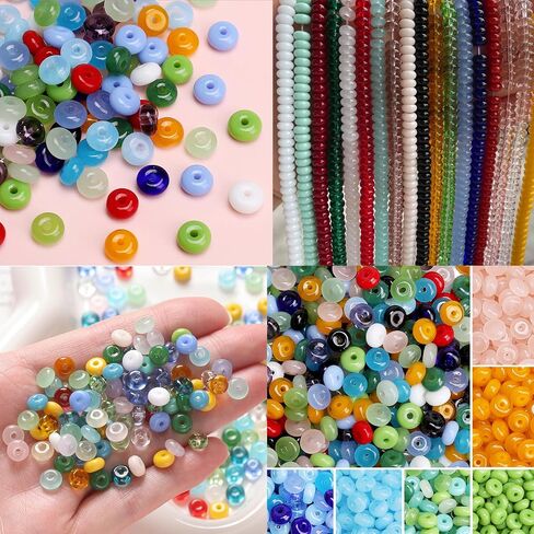 GOCELEN 825PCS ABACUS DISK DISK RONDELLE RONDELLE SPACER CLESS حبات من 4 أحجام للهدايا الحرفية DIY أساور قلادة صنع الإمدادات (اللون: شفاف/أزرق/أخضر) in Kuwait