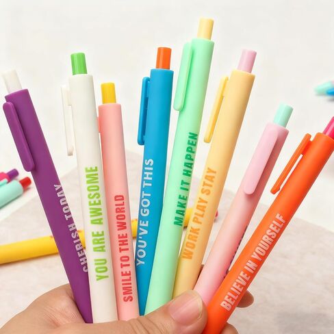 Caigans & CM 12 PCS أقلام محفوظة للسحب مع تأكيدات إيجابية - أقلام اقتباس ملهمة مضحكة للمكتب والمدرسة والمنزل (هدية كبيرة للموظفين والمعلمين والطلاب) in Saudi Arabia