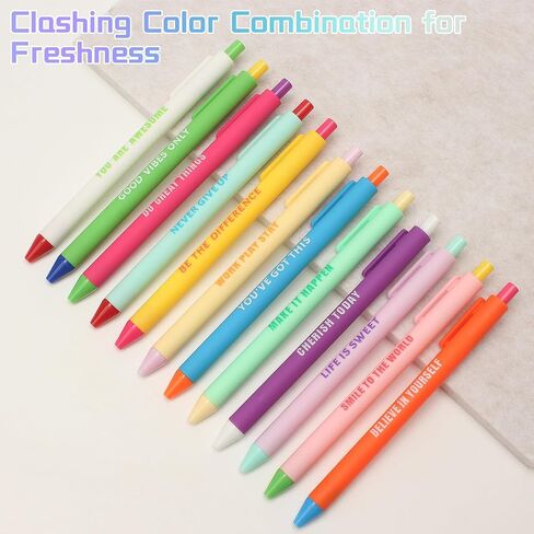 Caigans & CM 12 PCS أقلام محفوظة للسحب مع تأكيدات إيجابية - أقلام اقتباس ملهمة مضحكة للمكتب والمدرسة والمنزل (هدية كبيرة للموظفين والمعلمين والطلاب) in Saudi Arabia