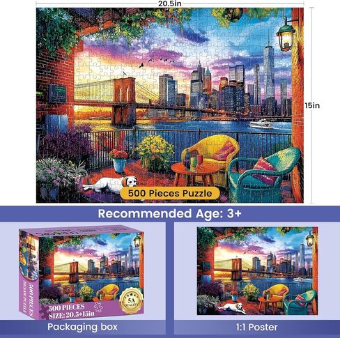 500 Piece Puzzle for Adult,Commercial Street Jigsaw Puzzle for Kids Adult Seniors,Puzzle with Letters on Back for Kids Ages 8-10 10-12,Challenging Family Game Great Gift for Family Friends,20.5*15 In in Saudi Arabia
