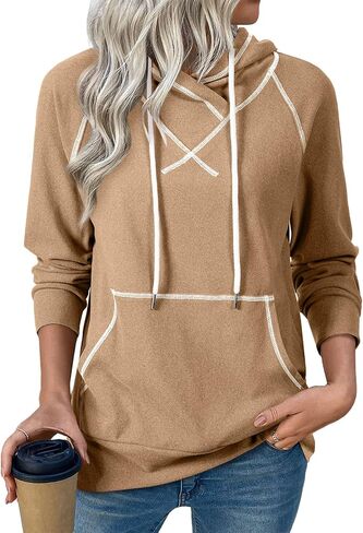 shewin womens hoodies الرباط مقنعين قميص من النوع الثقيل المسحب in Saudi Arabia