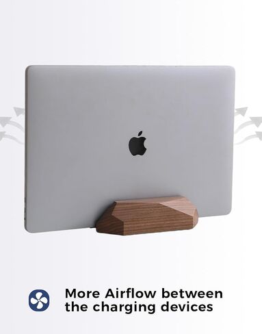 Adjustable Vertical Laptop Stand, MacBook Holder Wood Stand, Wooden Laptop Stand, Vertical Laptop Holder for Desk, Width Adjustable Dock Fits All MacBook/Surface Pro in Saudi Arabia