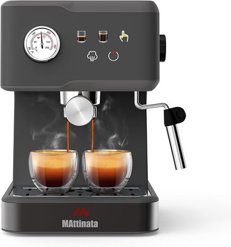 MAttinata Espresso Machine, 20 BAR Espresso Maker with Milk Frother/Steam Wand, Stainless Steel Compact Espresso Coffee Machine with 48oz Removable Water Tank for Cappuccino, Latte, Gifts in Kuwait