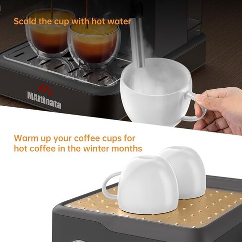 MAttinata Espresso Machine, 20 BAR Espresso Maker with Milk Frother/Steam Wand, Stainless Steel Compact Espresso Coffee Machine with 48oz Removable Water Tank for Cappuccino, Latte, Gifts in Kuwait