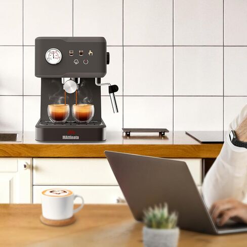 MAttinata Espresso Machine, 20 BAR Espresso Maker with Milk Frother/Steam Wand, Stainless Steel Compact Espresso Coffee Machine with 48oz Removable Water Tank for Cappuccino, Latte, Gifts in Kuwait