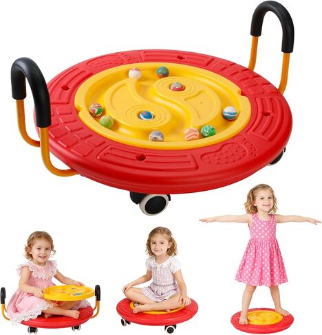 3 في 1 لوحة سكوتر الرصيد للأطفال ， لوح توازن التذبذب البلاستيكي متاهة مع مقابض ، 5 كرات ، قرص تمايل صغير للتدريب الحسي ، العلاج الطبيعي in Kuwait