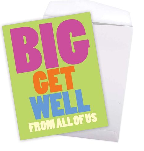 NobleWorks - Jumbo Get Get Well Geting Card (8.5 × 11 بوصة) - شعور جميل أفضل قريبًا ، مجموعة Notecard (وليس ثلاثية الأبعاد أو مرفوعة) - رسائل مضخمة من الولايات المتحدة J5651FGWG -US in Kuwait