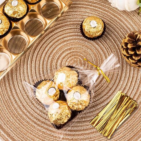 Zhewtoen 100 PCS 4 × 6 بوصة أكياس السيلوفان واضحة مع علاقات ملونة ملونة ، والبلاستيك الصافي ، والتشيلو ، وأكياس الحلوى لملفات تعريف الارتباط ، والفشار ، ولف هدايا صغيرة ، ومصالح الحفلات ، وتغليف المخبز in Kuwait