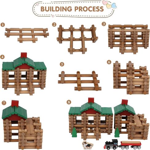 WonderToys 164 PCS مجموعة خشبية السجل مجموعة سجلات خشبية حقيقية سجلات البناء الكلاسيكية الأعمار in Kuwait