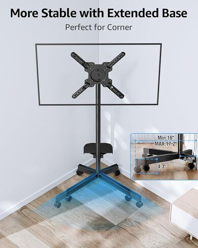 عربة تلفزيون Mountup Rolling TV Stand Mobile TV مقابل 23-60 بوصة ، وقصة تلفزيونية محمولة مع عجلات مقابل 27 32 40 43 50 بوصة من أجهزة التلفزيون المسطحة/المنحنية ، قابلة للتعديل ، قابلة للتعديل ، مائلة ، MAX VESA 400X400MM ، MU1117 in Kuwait