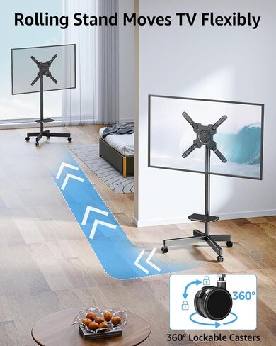 عربة تلفزيون Mountup Rolling TV Stand Mobile TV مقابل 23-60 بوصة ، وقصة تلفزيونية محمولة مع عجلات مقابل 27 32 40 43 50 بوصة من أجهزة التلفزيون المسطحة/المنحنية ، قابلة للتعديل ، قابلة للتعديل ، مائلة ، MAX VESA 400X400MM ، MU1117 in Kuwait