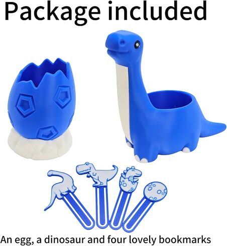 TIME&TRAVE Cute Dinosaur with Egg Pen Holder, Creative Dino Pencil Holder with Four Lovely Bookmark Desk Organizers, Office Supplies Decorations Idea Gift for Women Kids in Kuwait