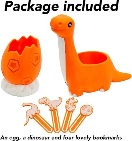 TIME&TRAVE Cute Dinosaur with Egg Pen Holder, Creative Dino Pencil Holder with Four Lovely Bookmark Desk Organizers, Office Supplies Decorations Idea Gift for Women Kids in Kuwait